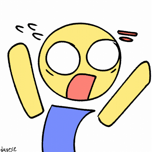 A Drawing Of A Surprised Smiley Face With A Red Exclamation Mark Above It GIF