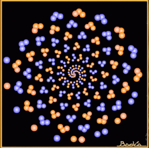 A Drawing Of A Swirl Of Blue And Orange Circles With The Name Baden Written On The Bottom GIF