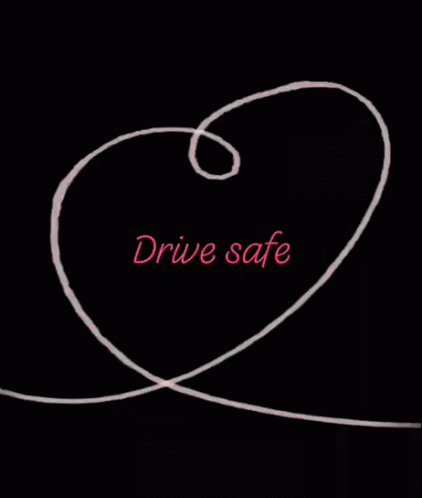 A Drawing Of A Swirl With The Words Drive Safe On It GIF