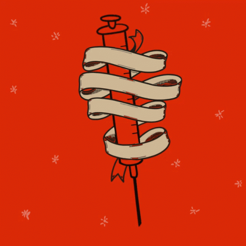 A Drawing Of A Syringe With The Words Covid Vaccines Saves Lives GIF