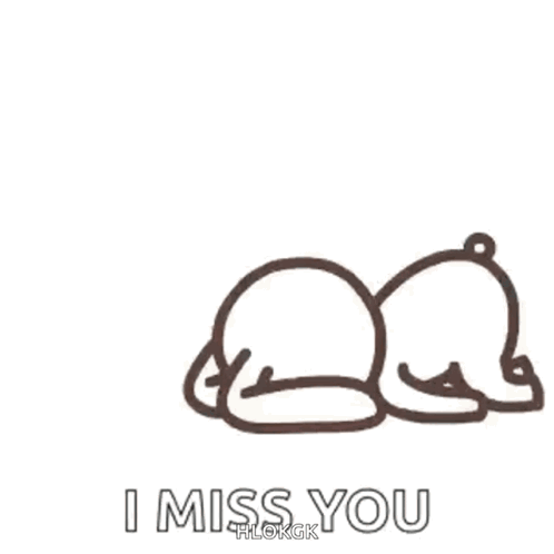 A Drawing Of A Teddy Bear Laying Down With The Words `` I Miss You '' Written Below It . GIF