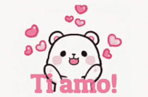 A Drawing Of A Teddy Bear With Hearts And The Word Ti Amo GIF