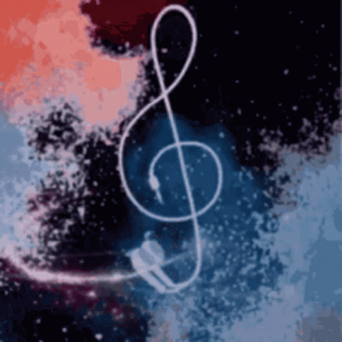 A Drawing Of A Treble Clef With Headphones Attached To It GIF