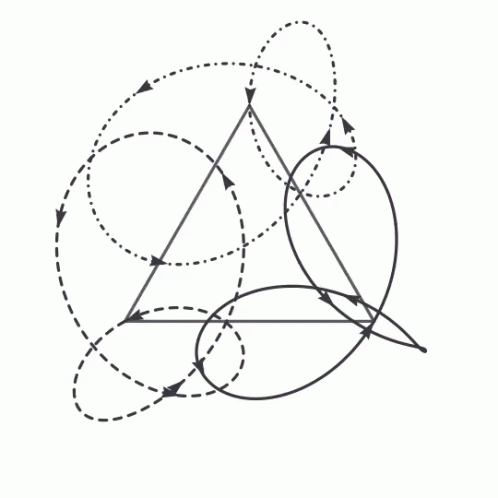 A Drawing Of A Triangle And Circles With Arrows Pointing In Opposite Directions GIF