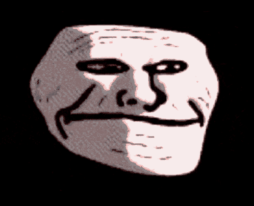 A Drawing Of A Troll Face That Is Smiling GIF
