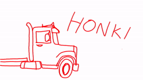 A Drawing Of A Truck With The Words Honki Written On It GIF