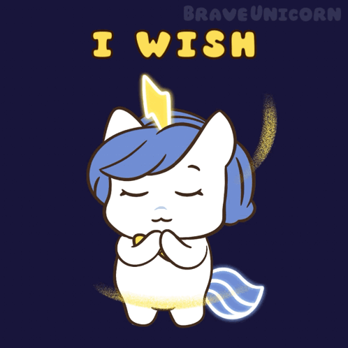 A Drawing Of A Unicorn With The Words I Wish Written Above It GIF
