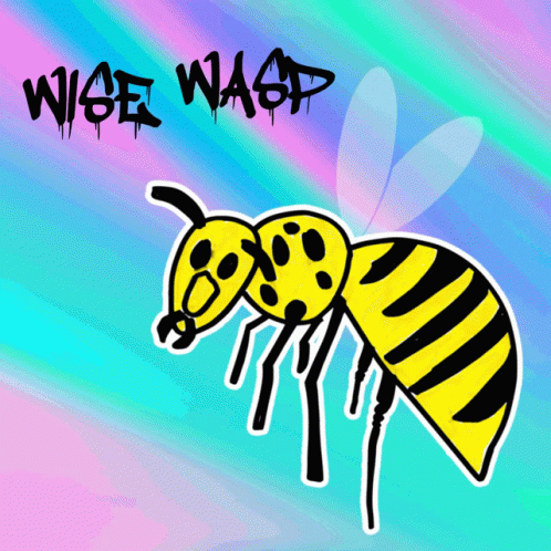 A Drawing Of A Wasp With The Words " Wise Wasp " Written Above It GIF