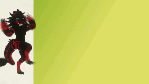 A Drawing Of A Werewolf On A Green And White Flag GIF