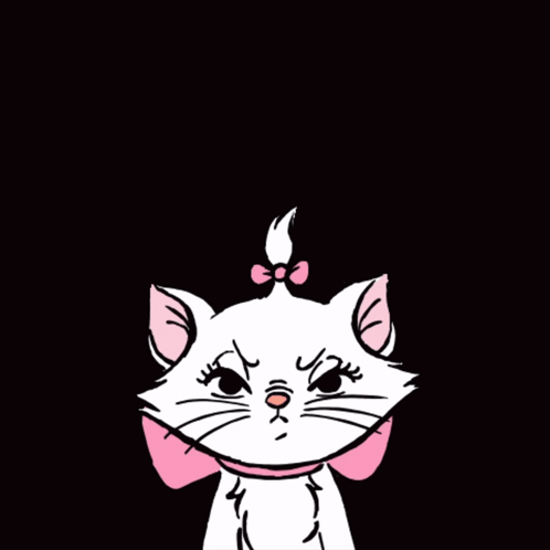 A Drawing Of A White Cat With A Pink Bow GIF