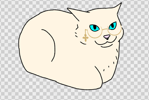 A Drawing Of A White Cat With Blue Eyes GIF