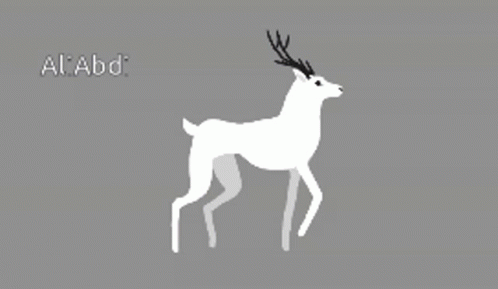 A Drawing Of A White Deer With Antlers And The Word Al Abd Written Below It GIF