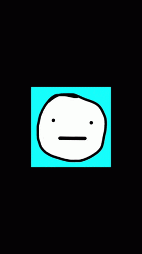 A Drawing Of A White Face With A Red Tongue Sticking Out On A Blue Background GIF