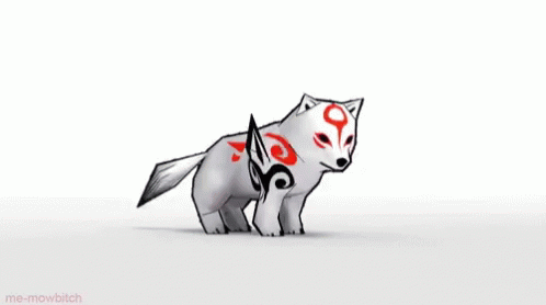 a drawing of a wolf standing next to a laptop with me-mowbitch written below it