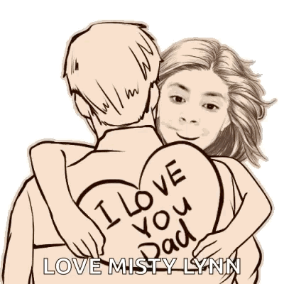 A Drawing Of A Woman Hugging A Man With A Heart That Says I Love You Back On It GIF