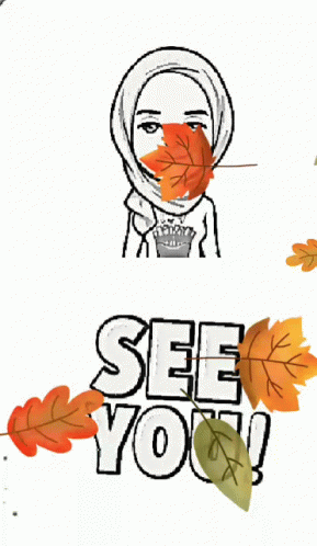 a drawing of a woman with a leaf in her mouth and the words " see you "