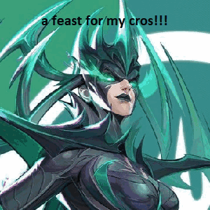 A Drawing Of A Woman With A Mask And A Caption That Says A Feast For My Cros GIF