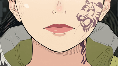 A Drawing Of A Woman With A Tattoo On Her Face GIF