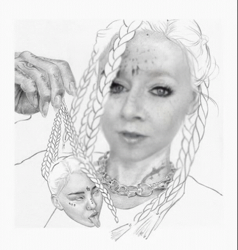 A Drawing Of A Woman With Braids And A Tattoo On Her Face GIF