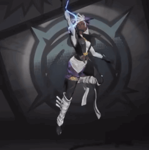 A Drawing Of A Woman With Dreadlocks Holding A Blue Lightning Bolt GIF