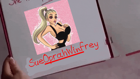 A Drawing Of A Woman With The Name Sueoprahwinfrey Written On It GIF