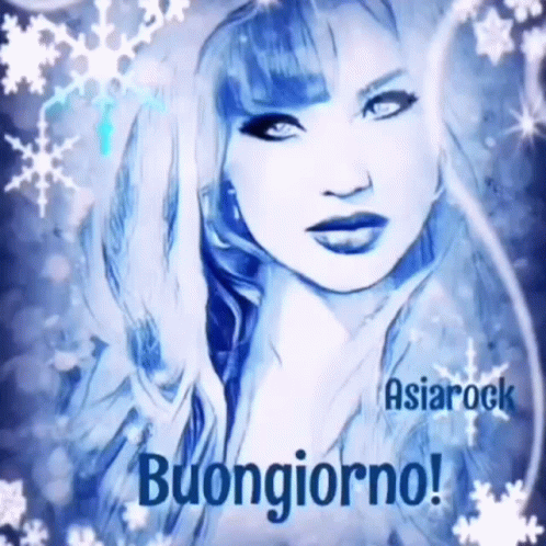 a drawing of a woman with the words buongiorno in the corner