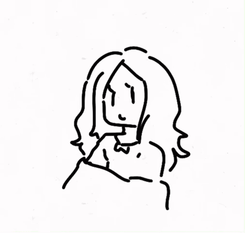 A Drawing Of A Woman With The Words " Night Time " Written Above Her GIF