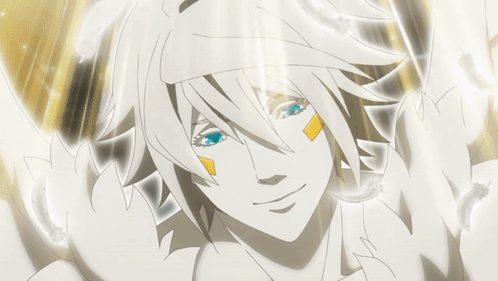 A Drawing Of A Woman With White Hair And Blue Eyes GIF