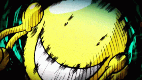 A Drawing Of A Yellow Cartoon Character With A Big Smile GIF