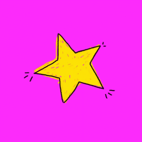 A Drawing Of A Yellow Star With A Pink Background GIF