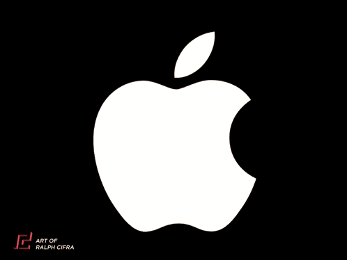 A Drawing Of An Apple With A Bite Taken Out Of It By Ralph Cifra GIF