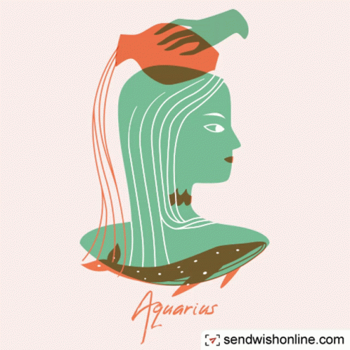 A Drawing Of An Aquarius Sign With A Whale In The Background GIF