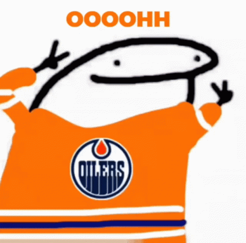 A Drawing Of An Edmonton Oilers Hockey Player Giving The Thumbs Up GIF