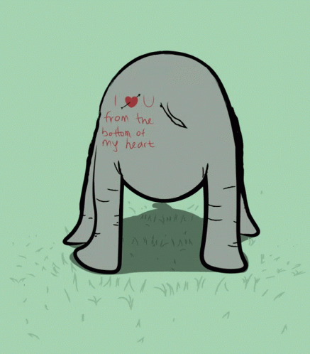 A Drawing Of An Elephant With The Words I Love You From The Bottom Of My Heart GIF