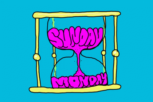 A Drawing Of An Hourglass With The Words Sunday Monday Written Inside GIF