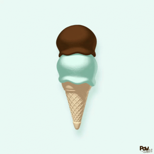 A Drawing Of An Ice Cream Cone With Two Scoops Of Ice Cream GIF