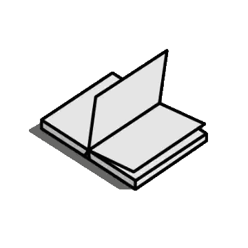 a drawing of an open book with a shadow on it