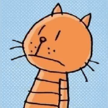 A Drawing Of An Orange Cat With A Yellow Ear And A Yellow Background GIF