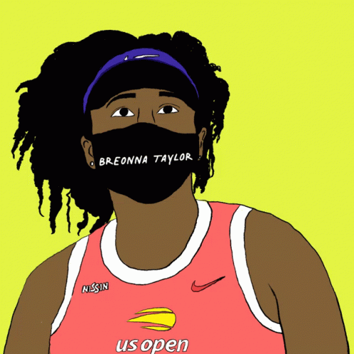 A Drawing Of Breonna Taylor Wearing A Us Open Shirt GIF