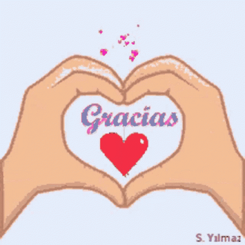 A Drawing Of Hands Making A Heart Shape With The Word Gracias On It GIF