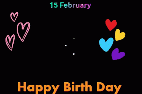 a drawing of hearts with the date 15 february