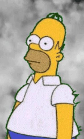 A Drawing Of Homer Simpson With A White Shirt And Blue Shorts GIF