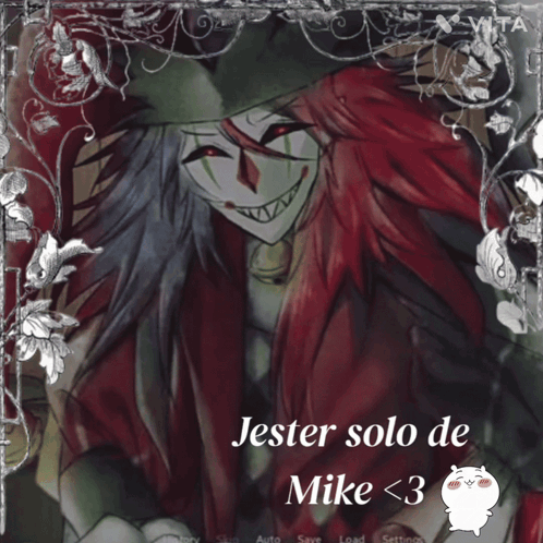 A Drawing Of Jester Solo De Mike < 3 With Flowers In The Background GIF