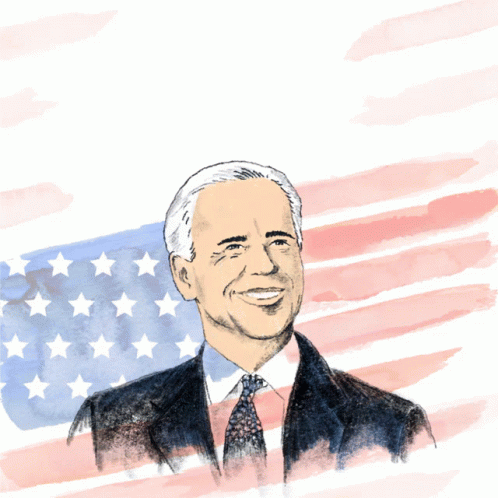 A Drawing Of Joe Biden With The Words " The Build Back Better Act Is A Historic Win For The American People " GIF