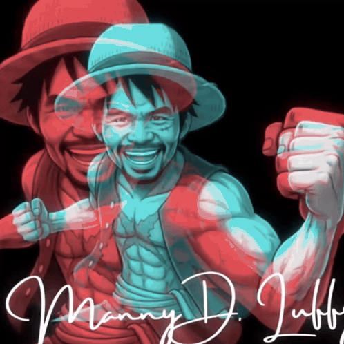 A Drawing Of Manny D. Luffy With A Hat GIF