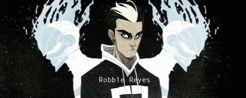 A Drawing Of Robbie Reyes Is On A Black Background GIF
