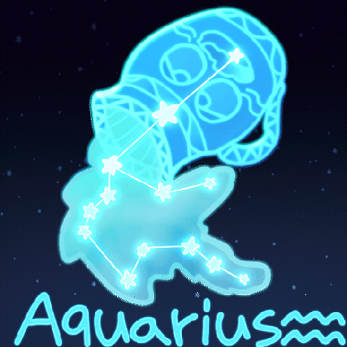 A Drawing Of The Constellation Aquarius With The Word Aquarius Below GIF