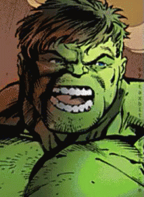 A Drawing Of The Hulk With His Mouth Open And His Teeth Showing GIF