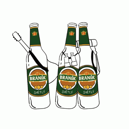 A Drawing Of Three Bottles Of Branik Svetly Beer GIF
