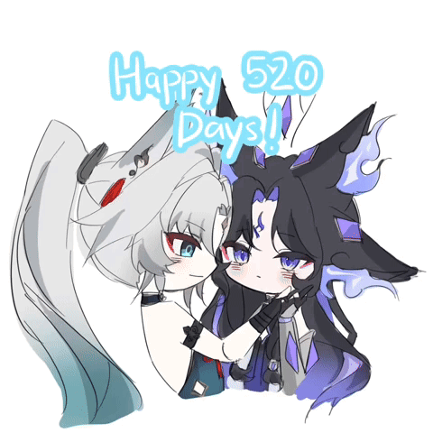 A Drawing Of Two Anime Characters With The Words Happy 520 Days GIF